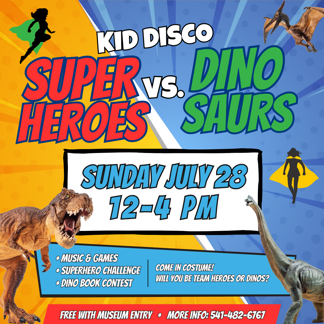 Super Heroes vs Dinosaurs Family Party July 28th 12-4 pm. 