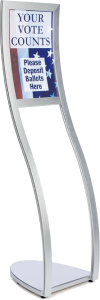 Metallic S-curved wayfinding sign